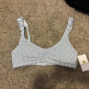 Body Glove Blue and White striped Bikini Top - Size L